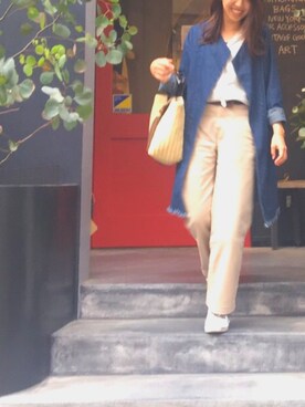 「Bleu Bleuet（ブルーブルーエ）のアイテム（その他アウター）」を使った、nirさん（レディース・155cm）の春コーディネート