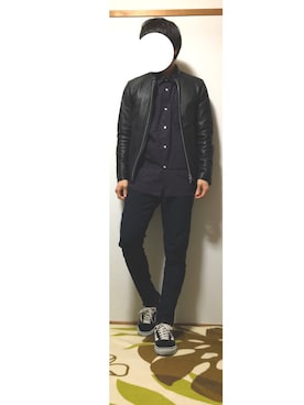 「URBAN RESEARCH（アーバンリサーチ）のアイテム（ライダースジャケット）」を使った、Yoshiさん（メンズ・167cm）の冬コーディネート