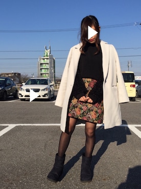 「JUSGLITTY（ジャスグリッティー）のアイテム（チェスターコート）」を使った、えりぴーさん（レディース・147cm）の冬コーディネート