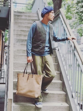 「DANTON（ダントン）のアイテム（チノパンツ）」を使った、Brianさん（メンズ・178cm）の秋コーディネート