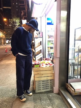 「DANTON（ダントン）のアイテム（チノパンツ）」を使った、Brianさん（メンズ・178cm）の冬コーディネート