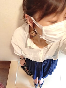 「大きめピアス」｜エッリーさん（レディース・151cm）の夏コーディネート