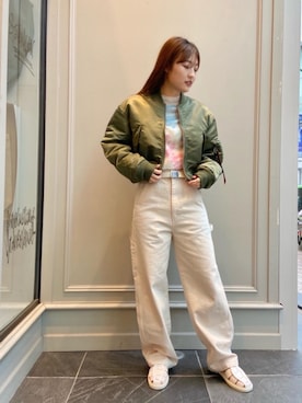 「Alpha Industries（アルファインダストリーズ）のアイテム（MA-1）」を使った、土岐 夏陽子さん（レディース・160cm）の冬コーディネート
