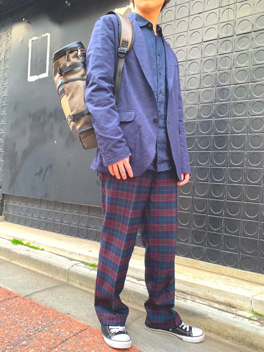 「GUSCIO、GUSCIO UOMO、おしゃれさんと繋がりたい、はるコーデ、ラフ、キメすぎないスタイル、学生風、コロナに負けるな、かっこかわいい」｜「ZARAのアイテム（ジャケット/アウター、ブラック系）」を使った、けんTea☕️さん（メンズ・170cm）の春コーディネートの1枚目の写真