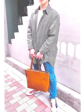 「GUSCIO（グッシオ）のアイテム」を使った、けんTea☕️さん（メンズ・170cm）の春コーディネート