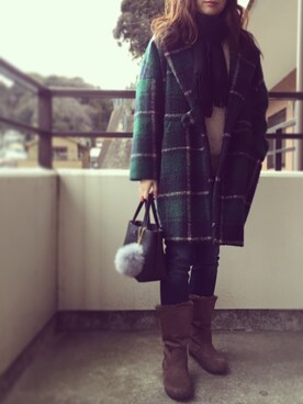 「DHOLIC（ディーホリック）のアイテム（その他アウター）」を使った、まっこさん（レディース・157cm）の冬コーディネート