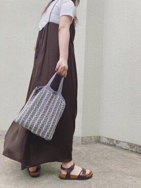 「URBAN RESEARCH（アーバンリサーチ）のヴィンテージサテンBACKリボンキャミソールワンピース（ワンピース）」を使った、まっこさん（レディース・157cm）の夏コーディネート