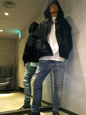 「DIESEL OSAKA」｜「アイテム（ミリタリージャケット）」を使った、ogaさん（メンズ・188cm）の春コーディネート
