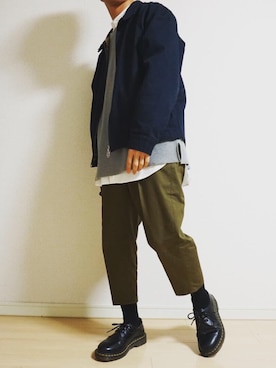 「semantic design（セマンティックデザイン）のアイテム」を使った、一寸さん（メンズ・164cm）の春コーディネート