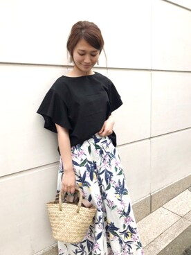 ボタニカル綿麻ワイドパンツを使ったレディース人気ファッションコーディネート Wear