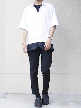 「Casely-Hayford（ケイスリーヘイフォード）のアイテム」を使った、satoshiさん（メンズ・172cm）の夏コーディネート