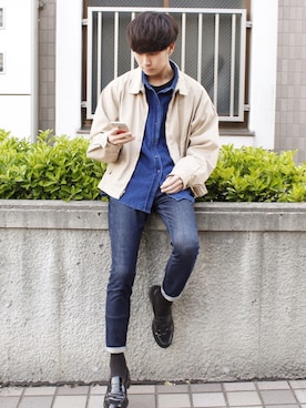 「LONDONFOG（ロンドンフォグ）のアイテム（ブルゾン）」を使った、satoshiさん（メンズ・172cm）の春コーディネート