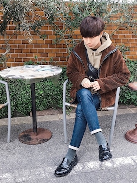 「bukht（ブフト）のアイテム（ブルゾン）」を使った、satoshiさん（メンズ・172cm）の冬コーディネート