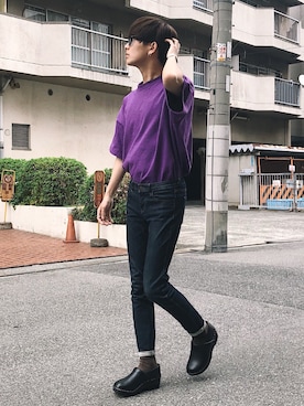 「ユニクロ」｜「アイテム（サンダル）」を使った、satoshiさん（メンズ・172cm）の春コーディネート