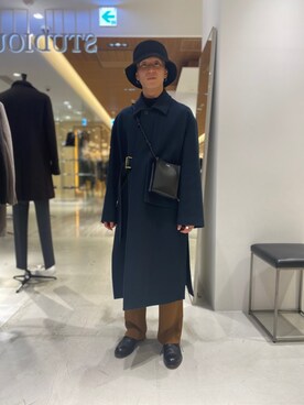 「CULLNI（クルニ）のアイテム（ステンカラーコート）」を使った、熊谷一平さん（メンズ・165cm）の春コーディネート