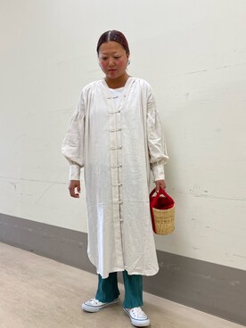「アーバンリサーチ」｜「アイテム（シャツワンピース）」を使った、ちゃんち〜さん（レディース・161cm）の春コーディネート