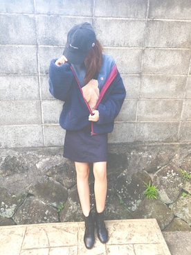 「CONVERSE（コンバース）のアイテム（ブルゾン）」を使った、んれかさん（レディース・157cm）の秋コーディネート
