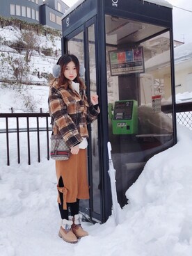 「one spoのアイテム（夹克/外套、ブラウン系）」を使った、kurikoolさん（レディース・162cm）の冬コーディネート