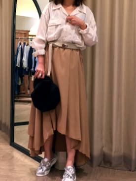 「アイテム（スリッポン）」を使った、ぎずもさん（レディース・153cm）の春コーディネート