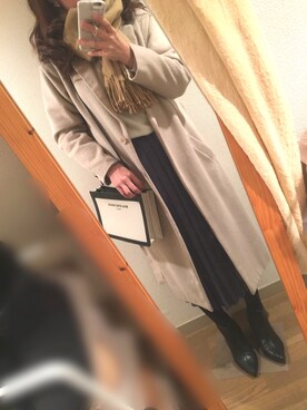 「ローリーズファーム(LOWRYS FARM)」｜「アイテム（チェスターコート）」を使った、もももさん（レディース・155cm）の冬コーディネート