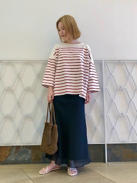 「RODE SKO（ロデスコ）のMARIA タッセルペーパーショルダー（ショルダーバッグ）」を使った、natsukiさん（レディース・162cm）の夏コーディネート