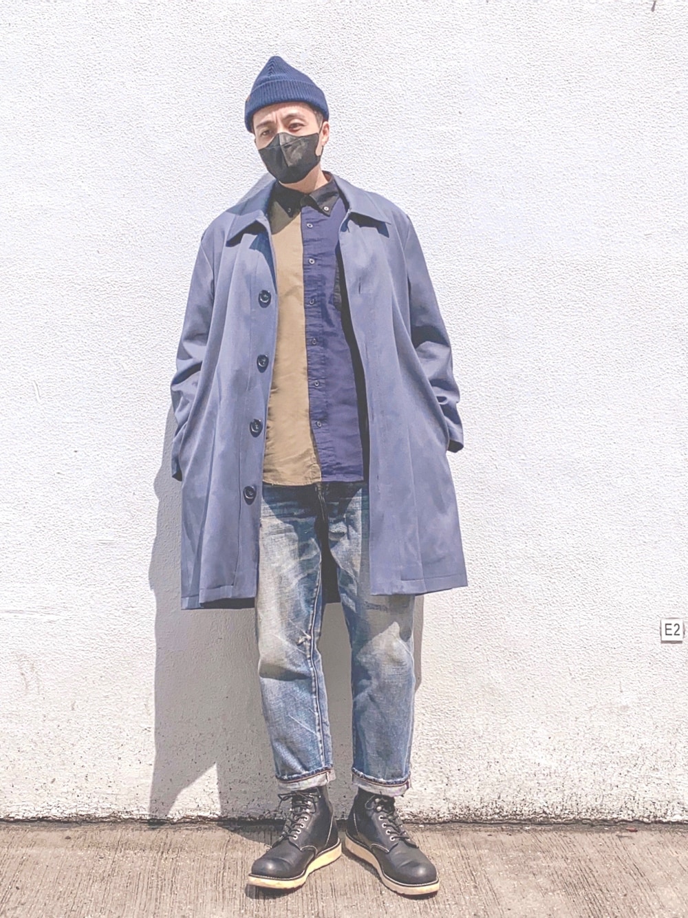「ootd、RED WING、長版外套、denim、GU、blue、smart casual、街頭穿搭、boots、自拍豪」｜「GUのアイテム（シャツ/ブラウス、その他）」を使った、自拍豪 Calixさん（メンズ・172cm）の春コーディネートの1枚目の写真