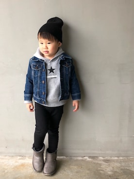 「アイテム（ブーツ）」を使った、JIN.Mさん（キッズ・90cm）の冬コーディネート