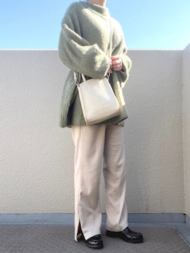 「ピスタチオ」｜「アイテム（ローファー）」を使った、ankoさん（レディース・151cm）の冬コーディネート
