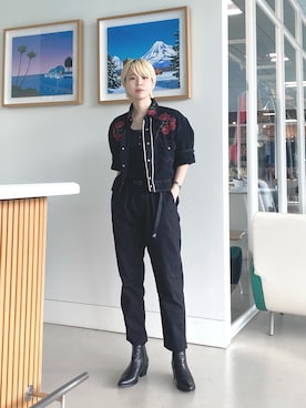 「アイテム（デニムジャケット）」を使った、HALHIさん（レディース・161cm）の春コーディネート