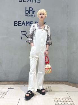 「Ray BEAMS（レイビームス）のアイテム（オールインワン・サロペット）」を使った、HALHIさん（レディース・161cm）の夏コーディネート