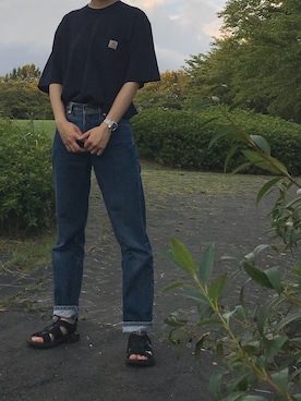 「carhartt」｜「アイテム（その他シューズ）」を使った、花さん（レディース・165cm）の秋コーディネート