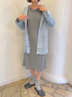 「サックスブルー」｜「アイテム（ルームウェア）」を使った、キッドブルーさん（レディース・164cm）の春コーディネート