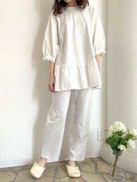 「アイテム（ルームウェア）」を使った、キッドブルーさん（レディース・160cm）の春コーディネート