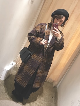 「FEERICHELU（フェリーシェル）のアイテム（チェスターコート、ブラウン系）」を使った、yさん（レディース）の冬コーディネート