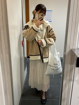 「apres jour mignon（アプレジュールミニョン）のアイテム（ムートンコート）」を使った、sさん（レディース・162cm）の冬コーディネート
