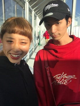 「MYne（マイン）のアイテム（パーカー）」を使った、KIKAKUさん（メンズ・175cm）の秋コーディネート