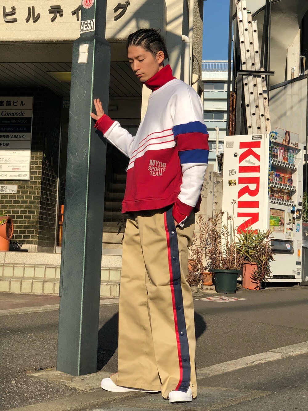 MYne】ディッキーズサイド2ラインスナップワイドパンツ/Dickies