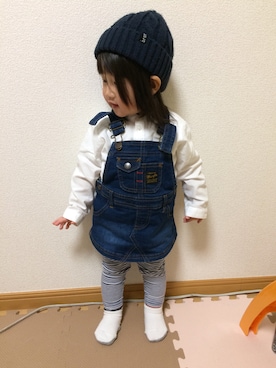 「Wrangler（ラングラー）のアイテム（オールインワン・サロペット）」を使った、けーたさん（キッズ・80cm）の冬コーディネート