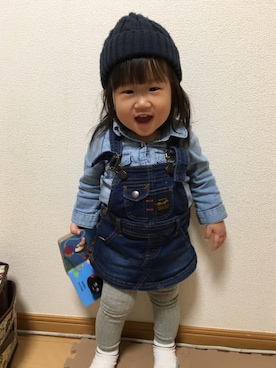 「Wrangler（ラングラー）のアイテム（オールインワン・サロペット）」を使った、けーたさん（キッズ・80cm）の春コーディネート