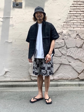 「MONKEY TIME（モンキータイム）のアイテム（パンツ）」を使った、Haruto Fukushimaさん（メンズ・170cm）の夏コーディネート