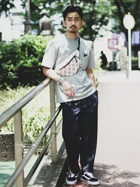「THUMPERS BROOKLYN NYC USA（サンパース）のアイテム」を使った、高瀬さん（メンズ・173cm）の夏コーディネート