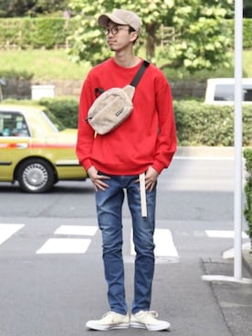 「Gramicci（グラミチ）のアイテム（バッグ）」を使った、Kouta Shimizuさん（メンズ・182cm）の秋コーディネート