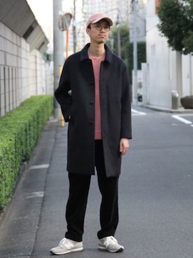 「アイテム（ステンカラーコート）」を使った、Kouta Shimizuさん（メンズ・182cm・20代）の秋コーディネート