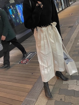 「MARC JACOBS（マークジェイコブス）のアイテム（ブーツ）」を使った、yuzuさん（レディース・164cm）の春コーディネート