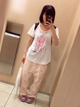 「milklim（milklim）のアイテム（Tシャツ/カットソー）」を使った、𝕒𝕤𝕦𝕜𝕒さん（レディース・153cm）の夏コーディネート
