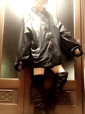 「black」｜「アイテム（マウンテンパーカー）」を使った、ねもちさん（レディース・150cm）の春コーディネート