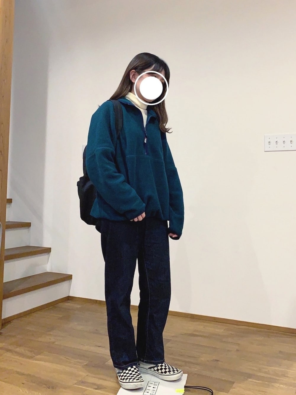 「VANS、無印良品、古着MIX、youthloser、タートルネック、ラフ、大学生コーデ、大学生、やっぱりストリートが好き」｜「usedのアイテム（トップス、グリーン系）」を使った、manaさん（レディース・157cm）の秋コーディネートの1枚目の写真