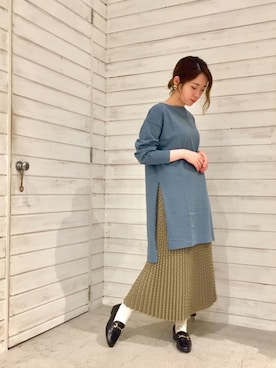 「アコーディオンプリーツ」｜「アイテム（スカート）」を使った、seki.さん（レディース・160cm）の夏コーディネート