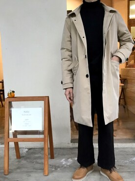 「日系极简」｜「アイテム（トレンチコート）」を使った、ddddp-さん（メンズ・175cm）の秋コーディネート