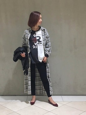 「JOURNAL STANDARD（ジャーナルスタンダード）のアイテム（ライダースジャケット）」を使った、erikoさん（レディース・162cm）の秋コーディネート